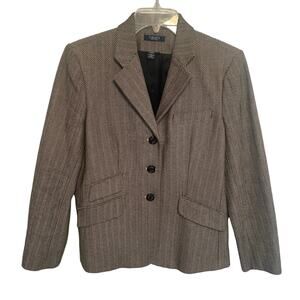 CHAPS Houndstooth Blazer Womens Size 8 Black & Cream Button Career Jacket